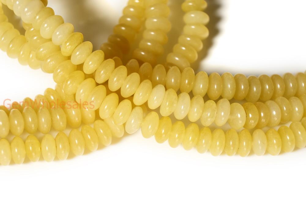 15.5" 8x4mm Natural yellow jade rondelle beads,disc beads, roundel beads 8x4mm