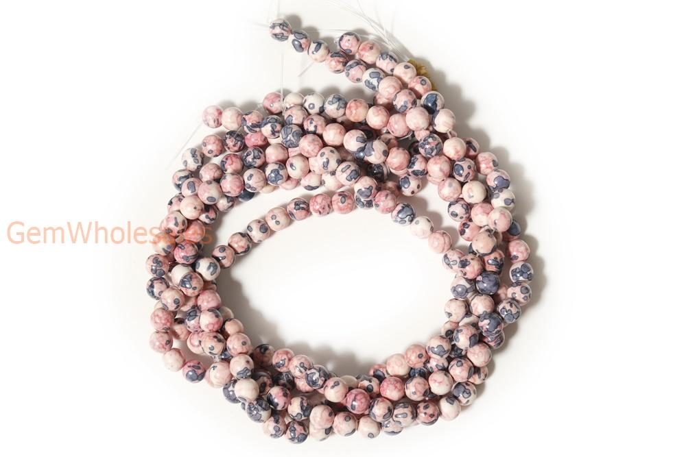 15.5" 6mm/8mm/10mm/12mm Dyed Pink purple rain flower stone,mix color rain flower jasper