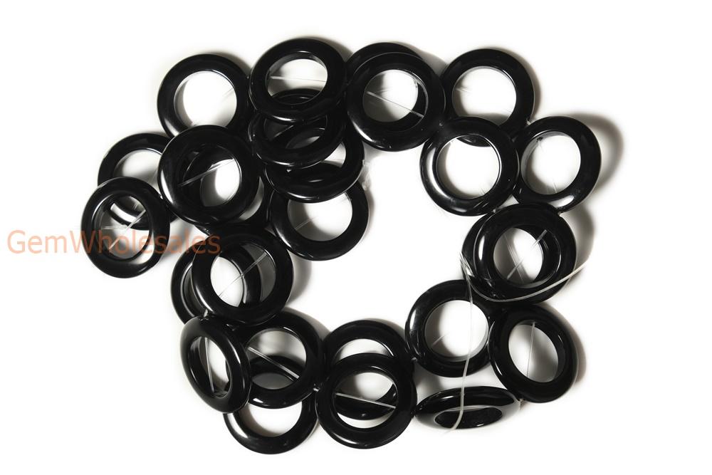 15.5" 25mm/30mm/40mm black Agate Donut beads Gemstone