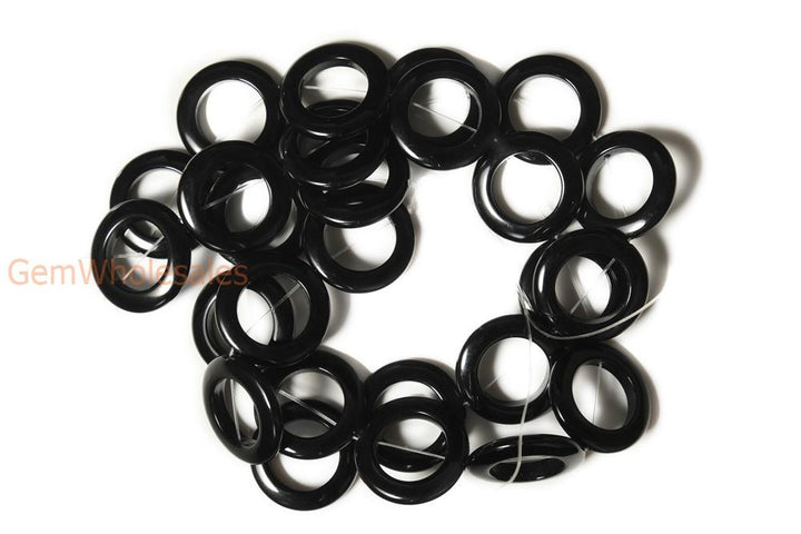15.5" 25mm/30mm/40mm black Agate Donut beads Gemstone