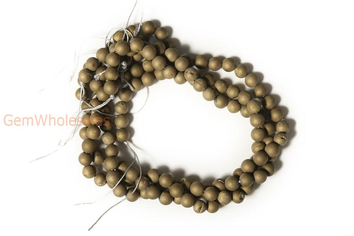 15" plating 12mm/14mm golden druzy Agate Round beads Gemstone