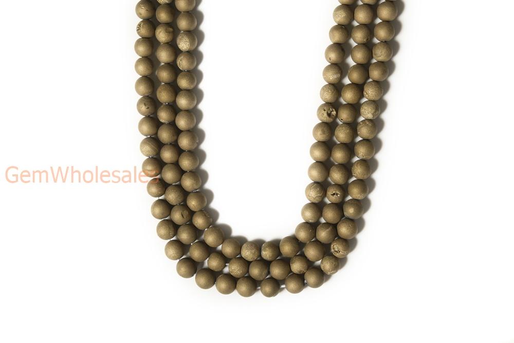 15" plating 12mm/14mm golden druzy Agate Round beads Gemstone