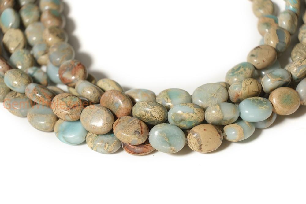 15.5" 10x14mm Blue Aqua Terra Jasper oval beads, shoushan stone, snake skin stone