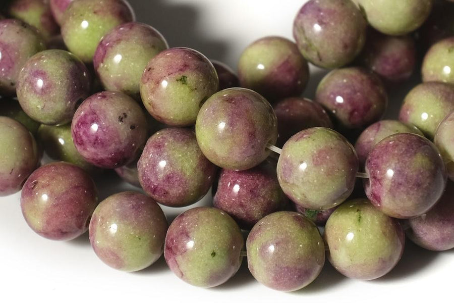 15.5" 8mm Dyed Green purple jade round beads X016