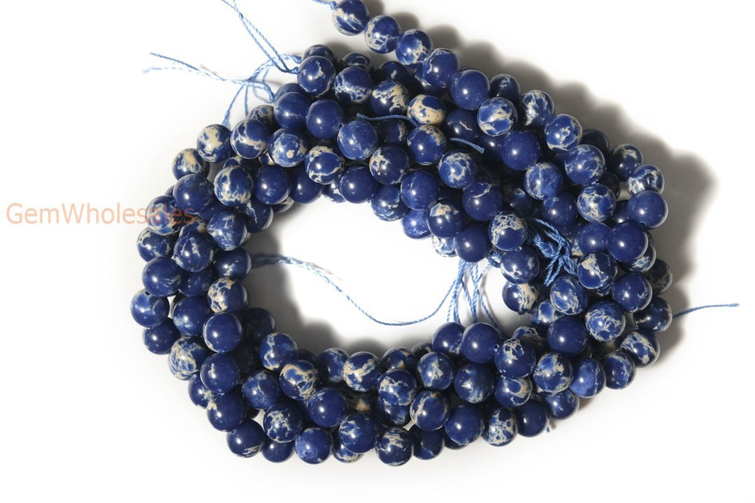 15.5" 6mm/8mm/10mm Dark Blue emperor jasper round beads,Sea Sediment,dark blue Aqua Terra Jasper XYB05