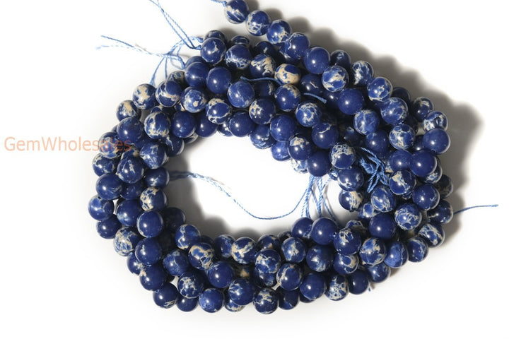 15.5" 6mm/8mm/10mm Dark Blue emperor jasper round beads,Sea Sediment,dark blue Aqua Terra Jasper XYB05