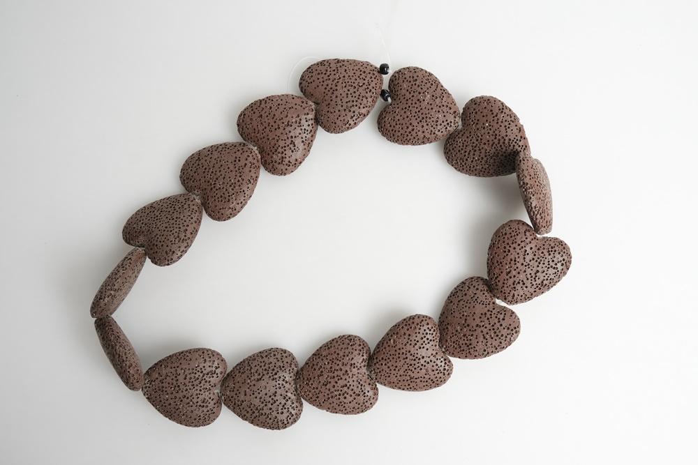 15" 20mm/28mm brown Lava Heart Gemstone pendant