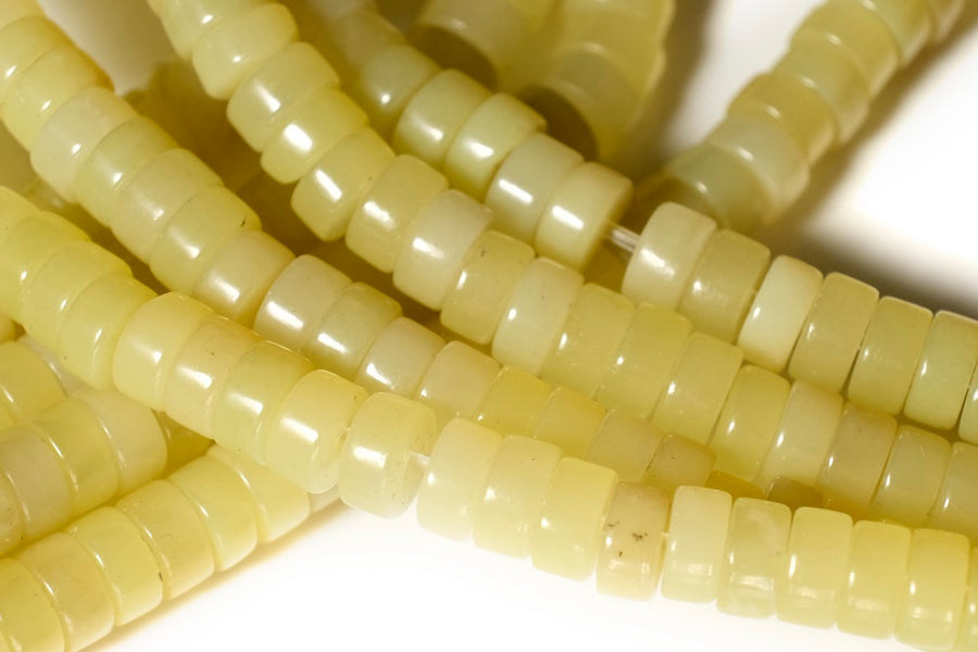 15.5" 3x6mm yellow green olive jade Heishi beads gemstone