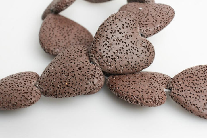 15" 20mm/28mm brown Lava Heart Gemstone pendant