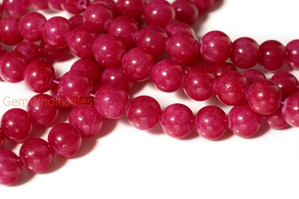 15.5" 6mm/8mm/10mm/12mm rose red dyed jade Round beads gemstone