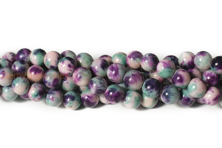 15.5" 8mm Dyed Green purple white jade round jewelry beads X10