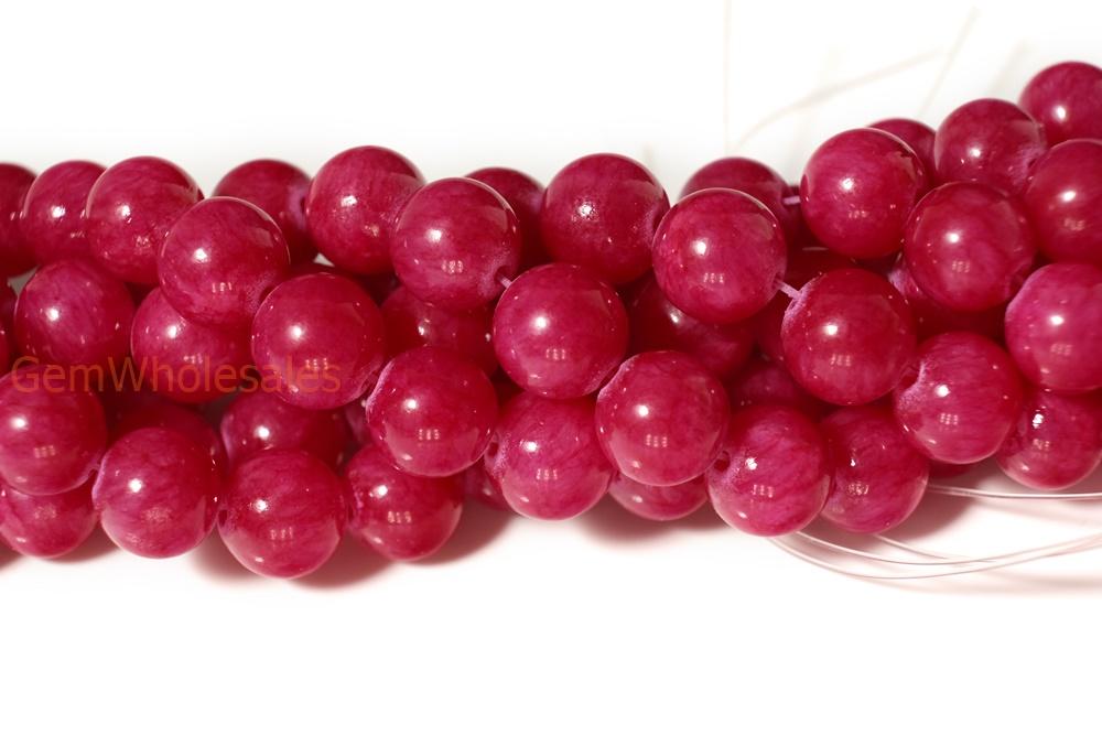 15.5" 6mm/8mm/10mm/12mm rose red dyed jade Round beads gemstone
