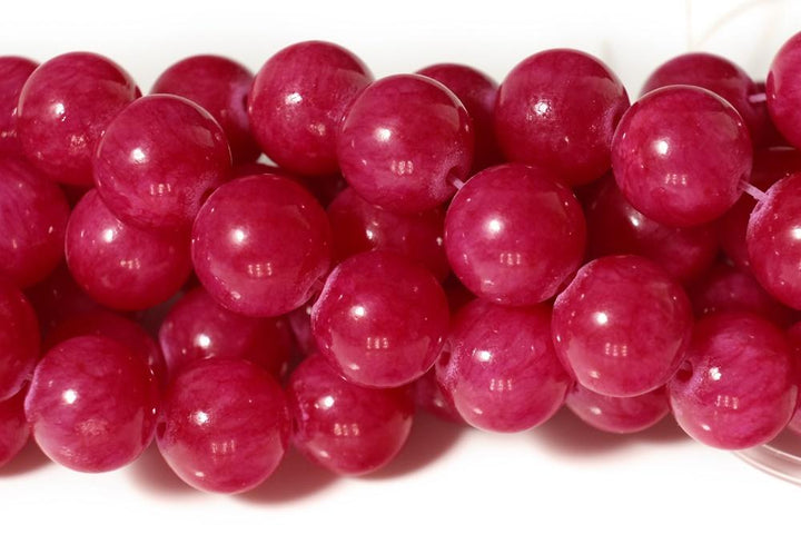 15.5" 6mm/8mm/10mm/12mm rose red dyed jade Round beads gemstone