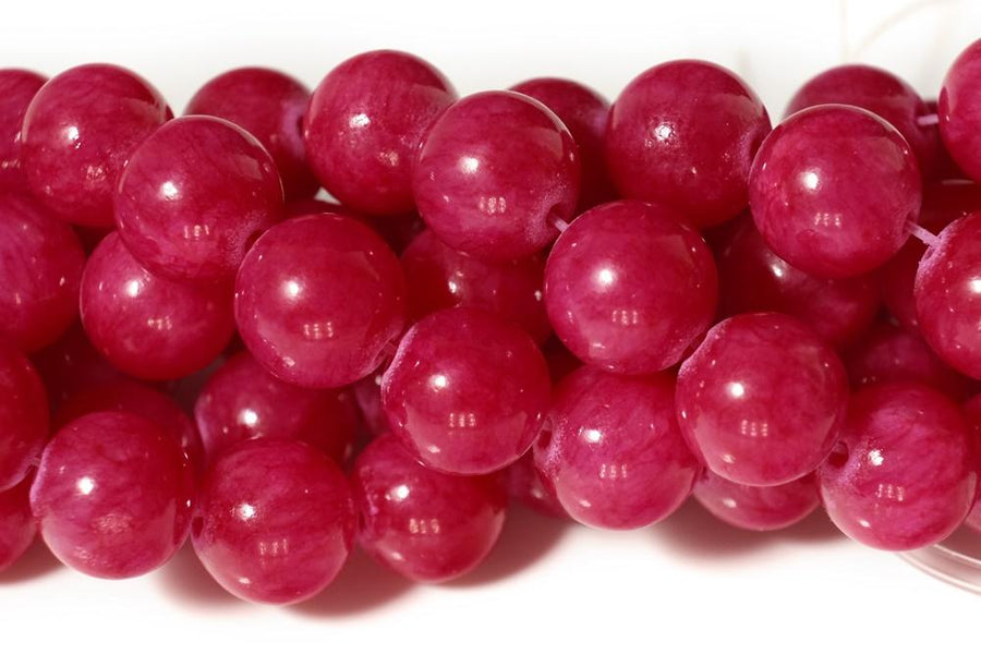 15.5" 6mm/8mm/10mm/12mm rose red dyed jade Round beads gemstone