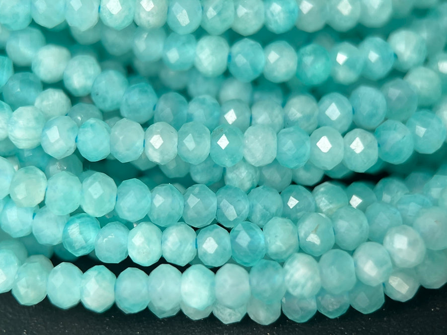 15.25" AA 2x3mm Natural amazonite stone rondelle micro faceted beads