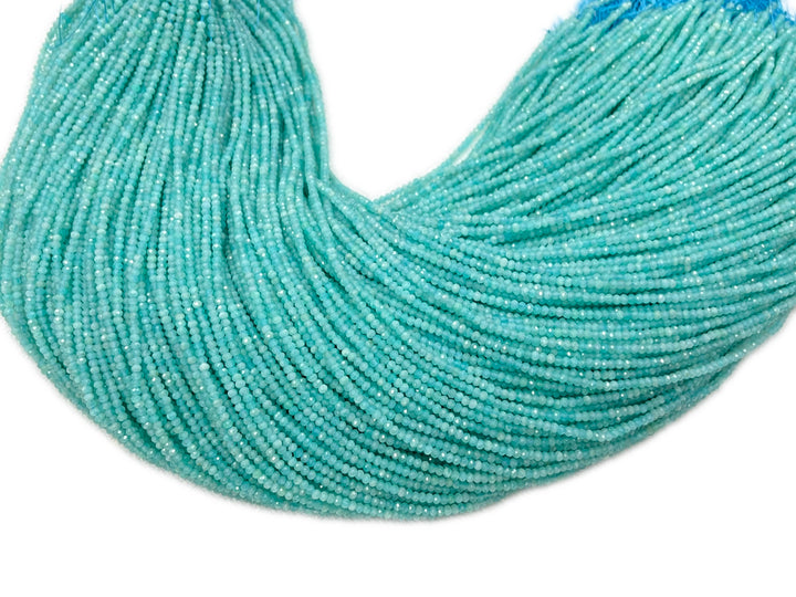 15.25" AA 2x3mm Natural amazonite stone rondelle micro faceted beads