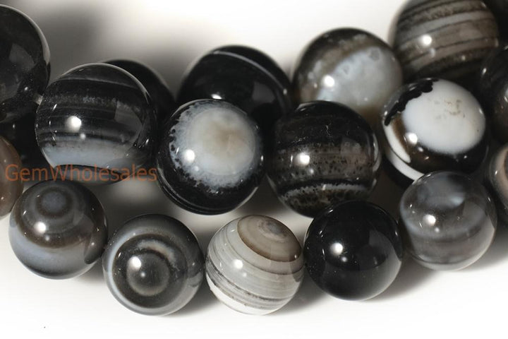 15.5" 16mm/18mm/14mm/20mm black eye Agate Round beads Gemstone