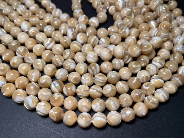 15.5" 8mm/10mm Natural yellow mother of pearl round beads, MOP