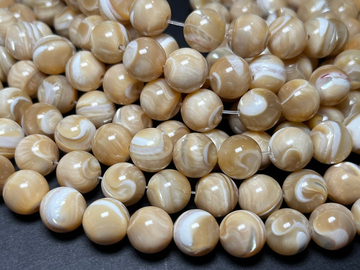 15.5" 8mm/10mm Natural yellow mother of pearl round beads, MOP