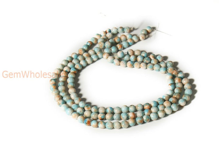 15.5" 8mm Dyed blue Orange jade round beads X06