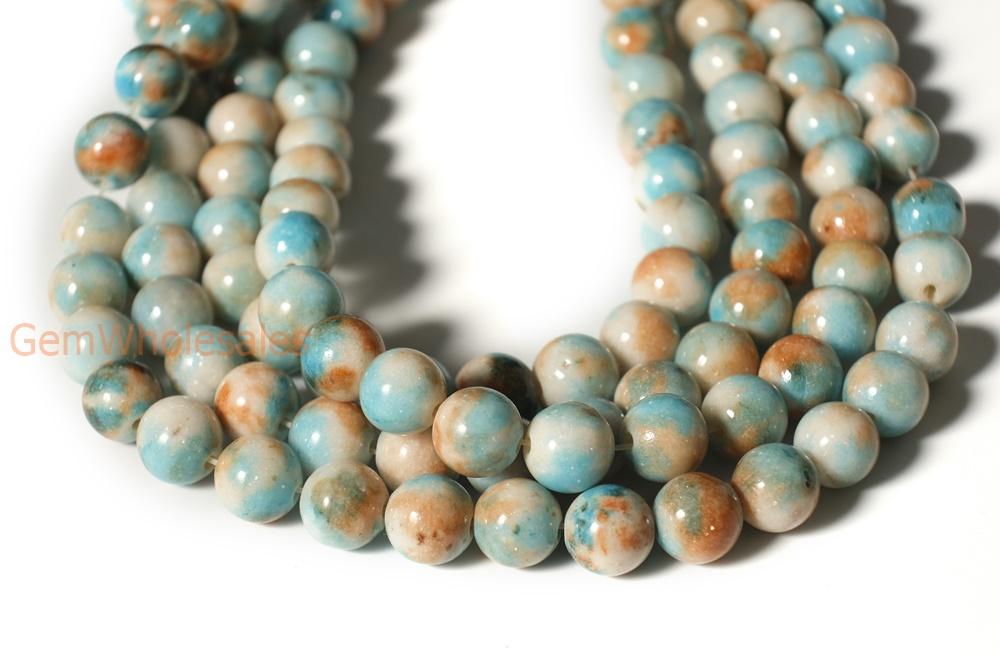 15.5" 8mm Dyed blue Orange jade round beads X06