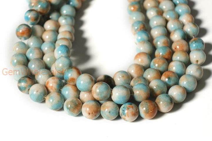 15.5" 8mm Dyed blue Orange jade round beads X06