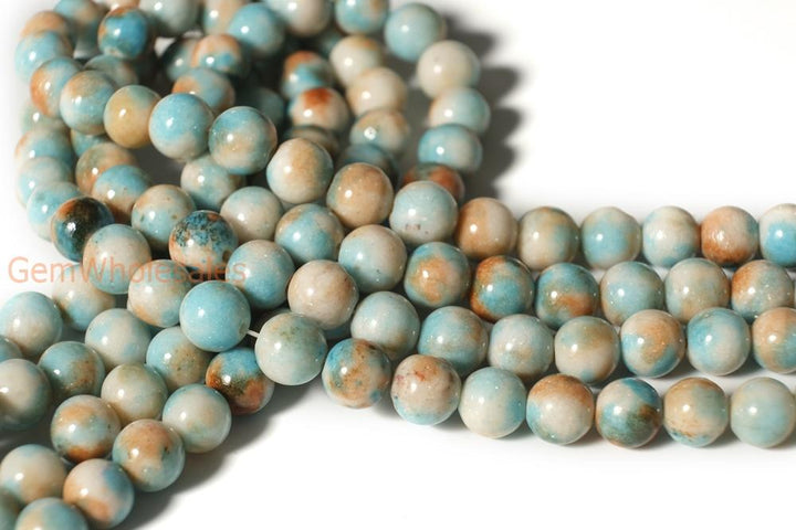 15.5" 8mm Dyed blue Orange jade round beads X06
