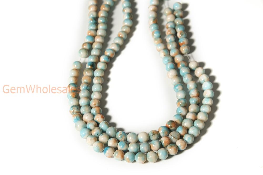 15.5" 8mm Dyed blue Orange jade round beads X06