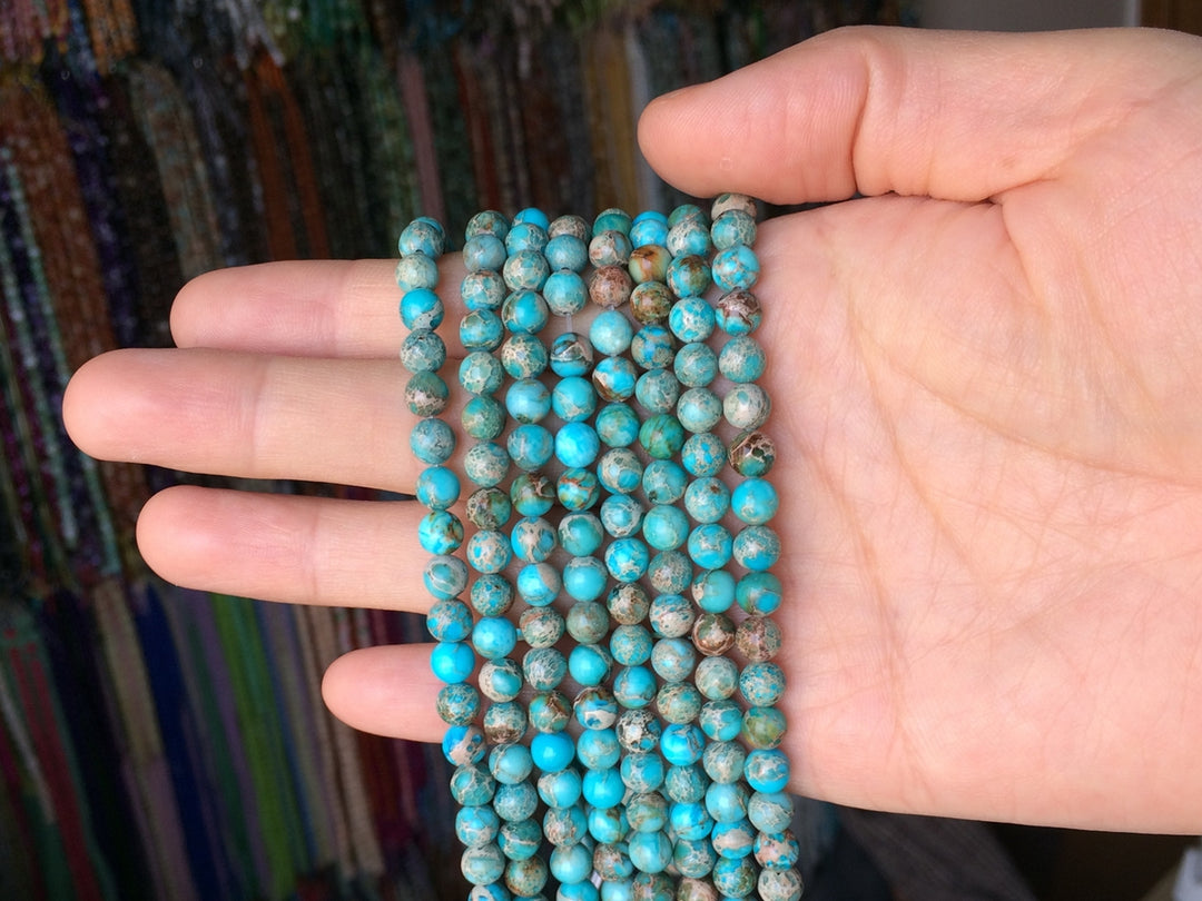 15.5" 6mm turquoise blue emperor jasper round beads, Terra Jasper