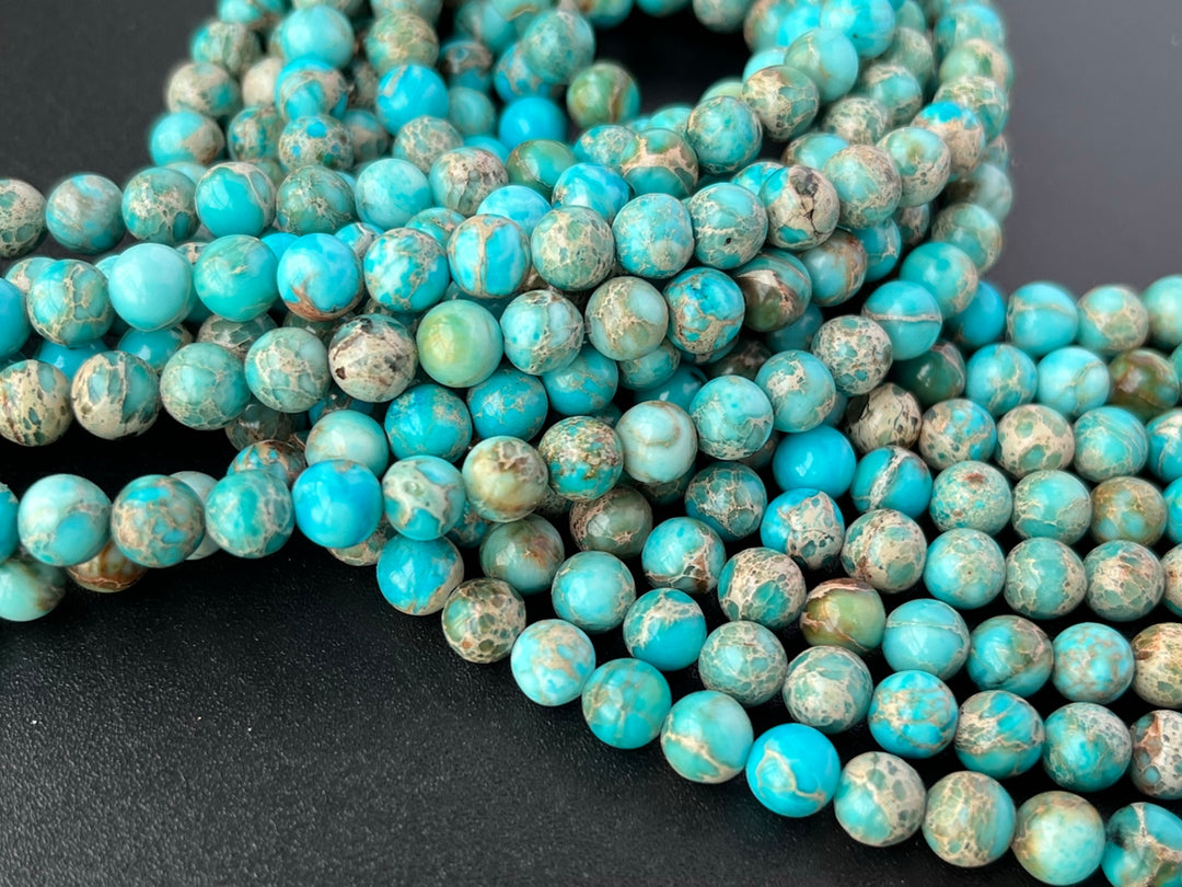 15.5" 6mm turquoise blue emperor jasper round beads, Terra Jasper