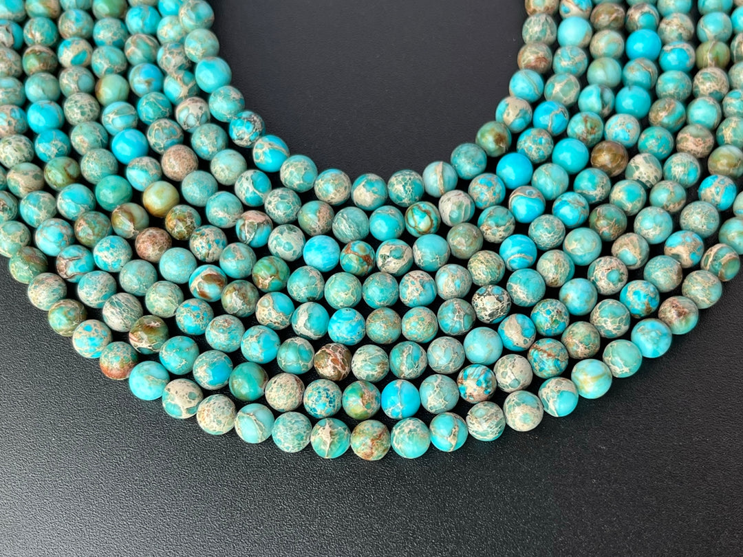 15.5" 6mm turquoise blue emperor jasper round beads, Terra Jasper