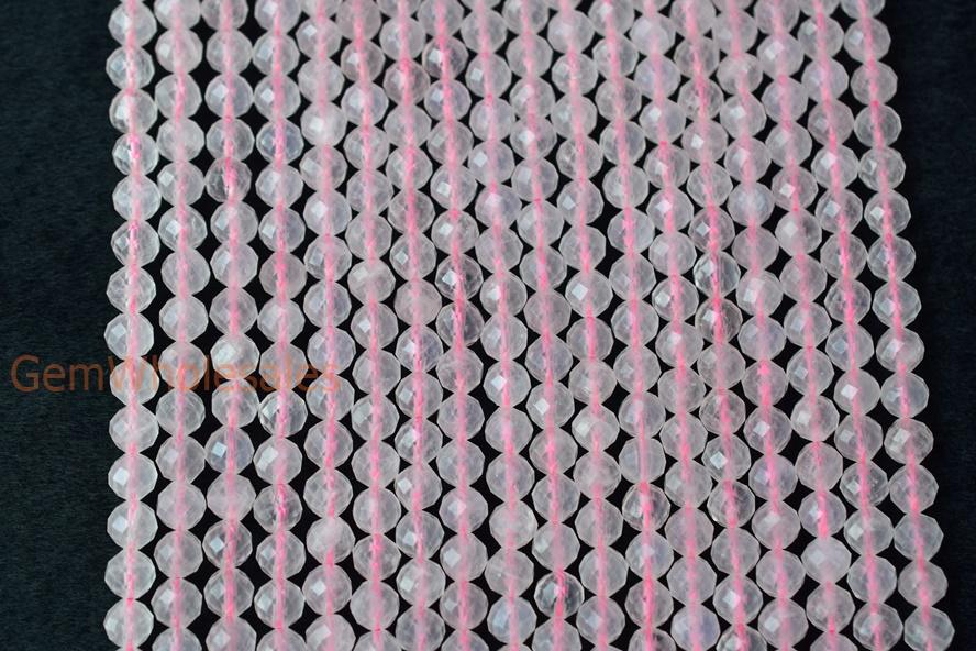 rose quartz - Round faceted- beads supplier