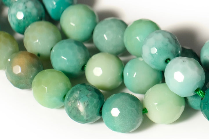 15.5" 8mm Natural Moss Green Opal round 128 faceted,gemstone,green grass agate