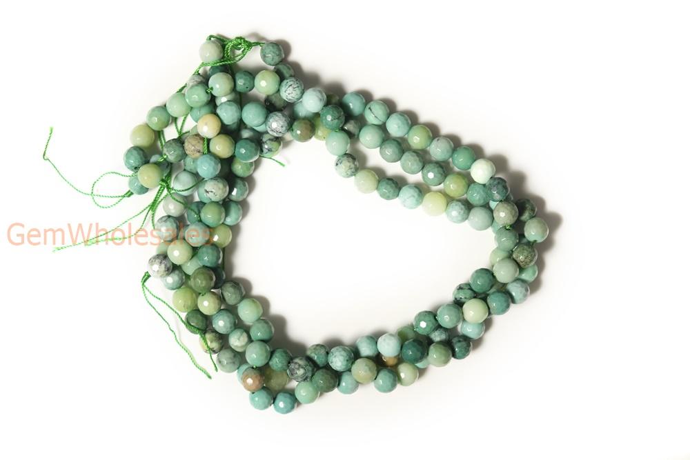 15.5" 8mm Natural Moss Green Opal round 128 faceted,gemstone,green grass agate