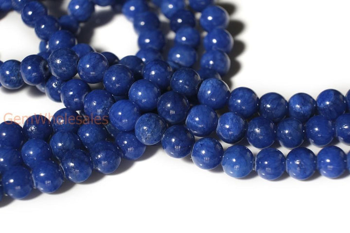 15.5" 6mm/8mm/10mm/12mm blue dyed jade Round beads gemstone