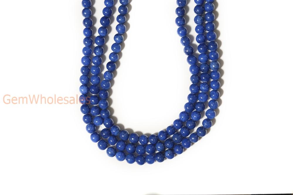 15.5" 6mm/8mm/10mm/12mm blue dyed jade Round beads gemstone