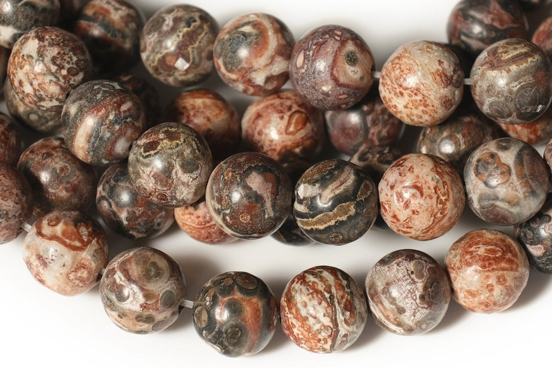 15.5" Natural redish leopard skin jasper 6mm/8mm/10mm round beads