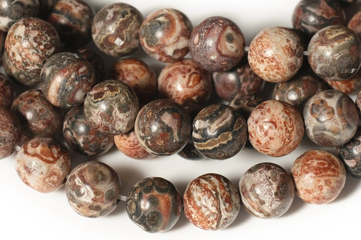 15.5" Natural redish leopard skin jasper 6mm/8mm/10mm round beads