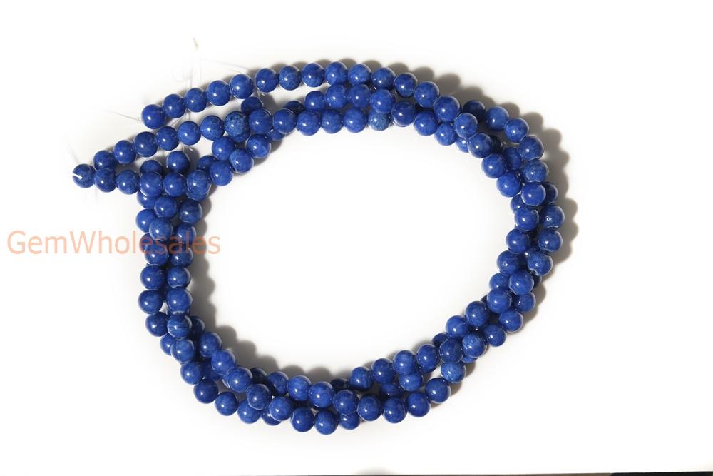 15.5" 6mm/8mm/10mm/12mm blue dyed jade Round beads gemstone