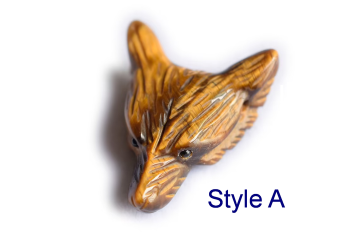 1pcs 30mm Natural Yellow tiger eye carving wolf head pendant