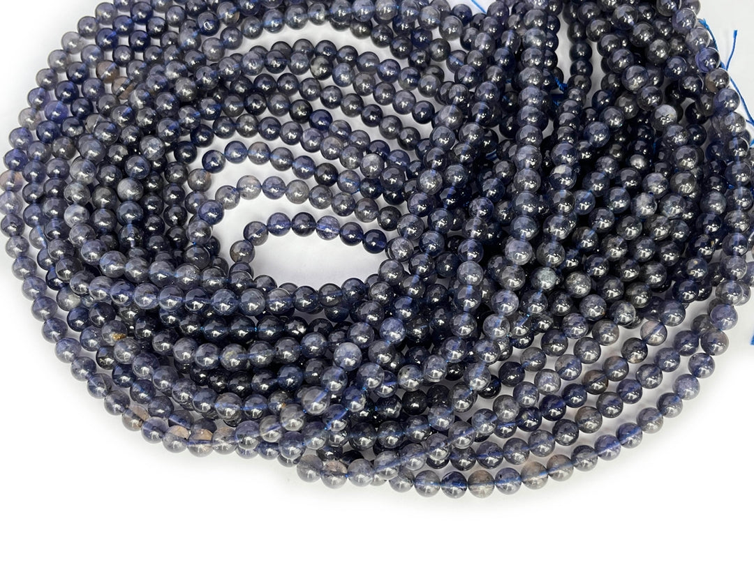 15.5"  Natural 6mm lolite stone round beads, light purple blue gemstone