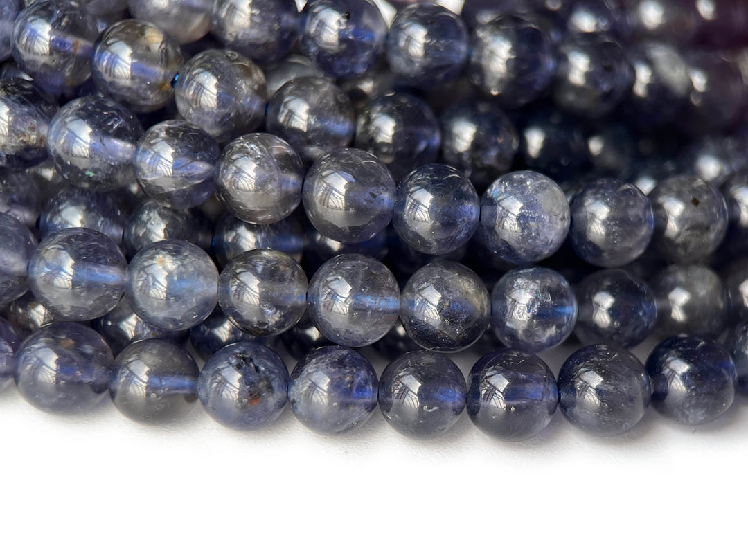 15.5"  Natural 6mm lolite stone round beads, light purple blue gemstone
