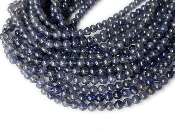 15.5"  Natural 6mm lolite stone round beads, light purple blue gemstone