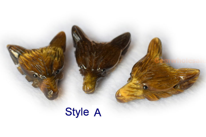 1pcs 30mm Natural Yellow tiger eye carving wolf head pendant