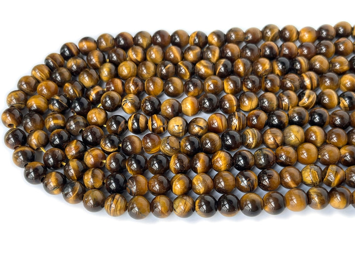 15" 8mm Natural yellow tiger eye stone 2.5mm big hole round beads