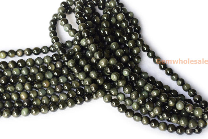 15.5" Natural rainbow obsidian 6mm/8mm/10mm, Black obsidian round beads