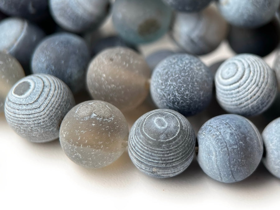15.5" 8mm/10mm frosted black brown dream fire Agate Round beads
