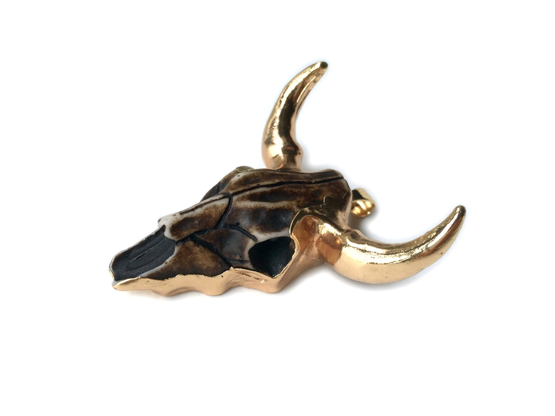 1PC 48x48mm Antique brown gold color Resin bull cow head pendant