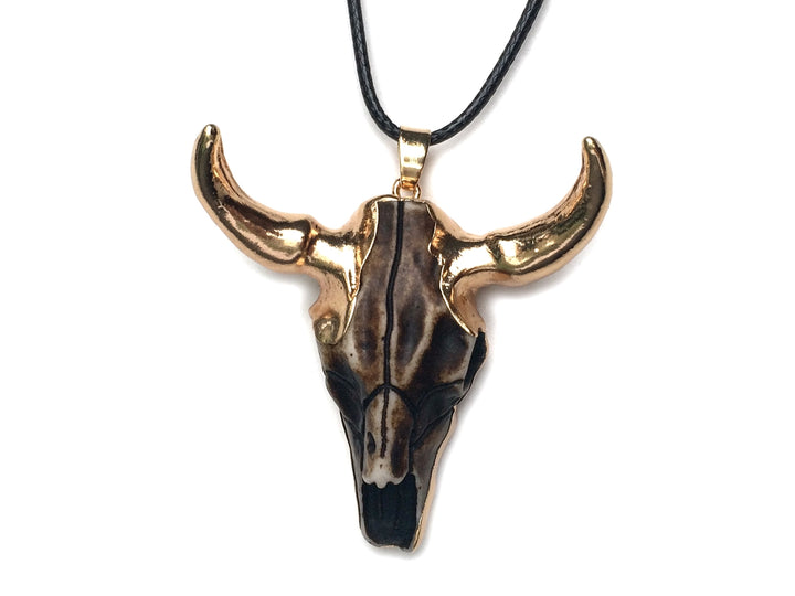 1PC 48x48mm Antique brown gold color Resin bull cow head pendant