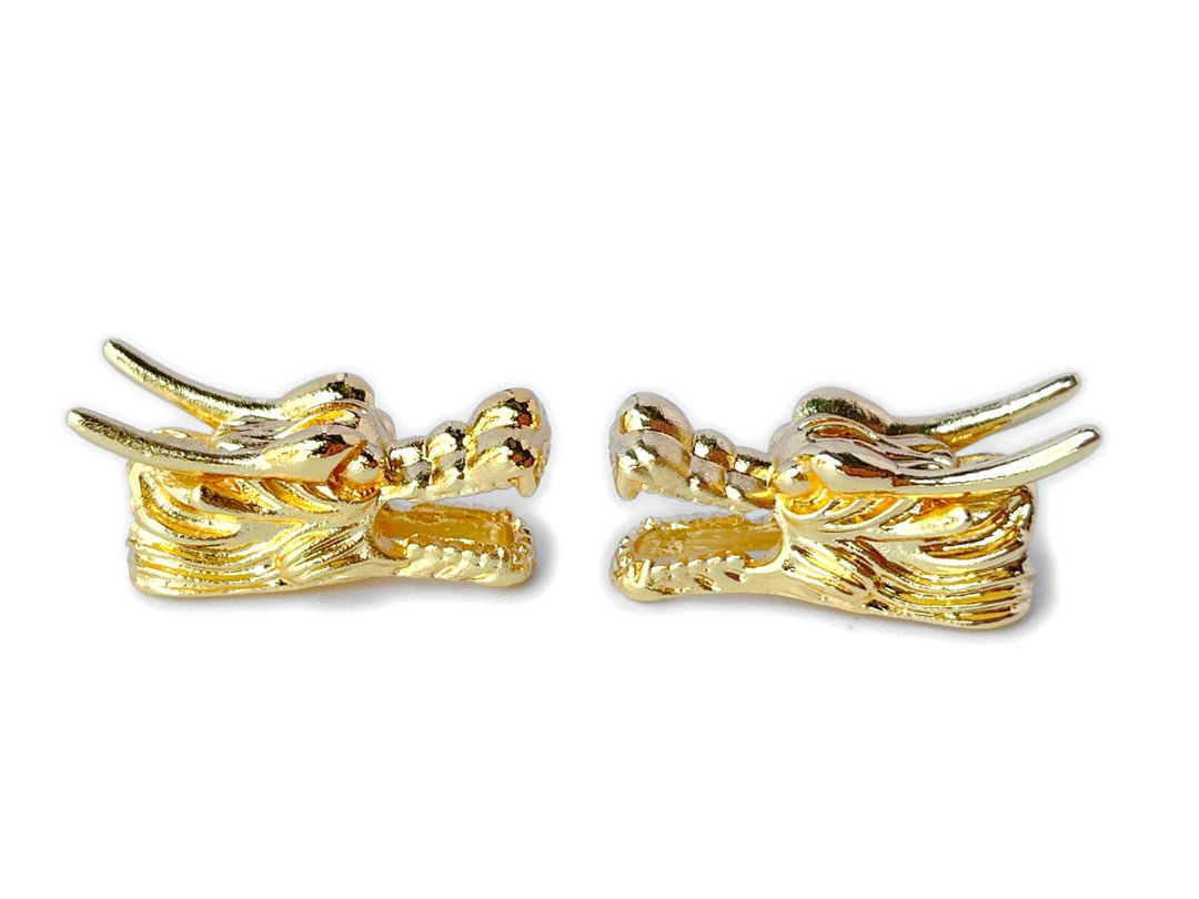 2PCS 25x10x12mm dragon head gold plated brass metal part jewelry findings